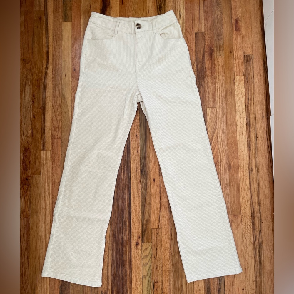 NWT Lulus Ivory Corduroy Straight leg pants